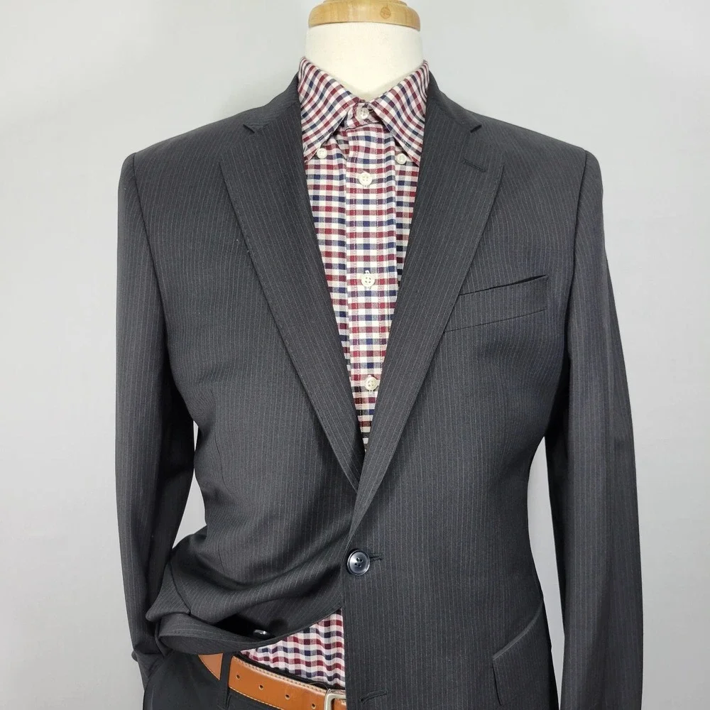 Brooks Brothers Explorer Fitzgerald‎ Men's Sport Coat Striped CH Black Wool 41R